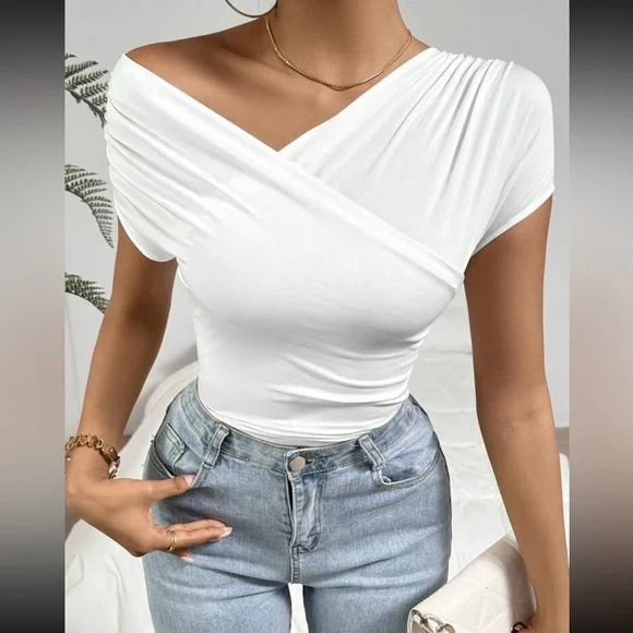 Elegant PinkOff-Shoulder Top